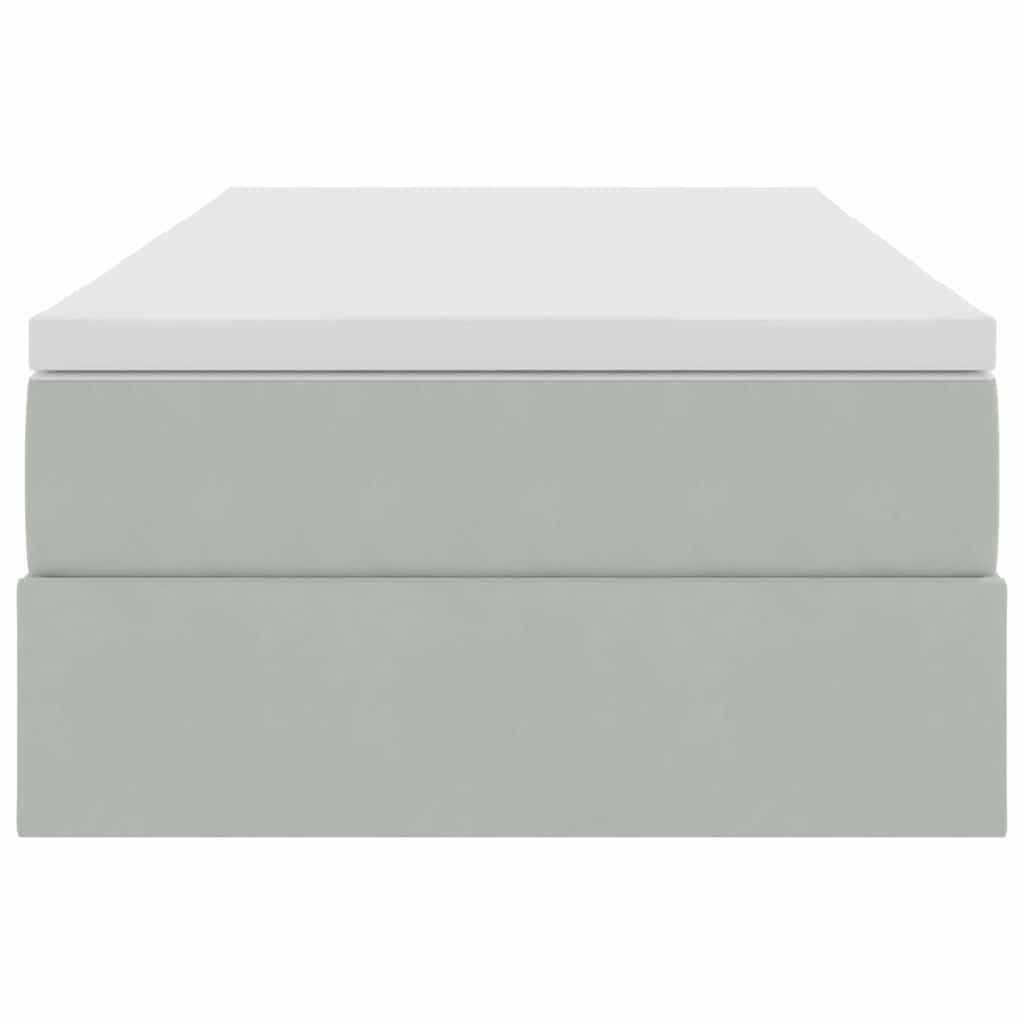 Aufbewahrungsbett mit Matratze Hellgrau 90 x 190 cm Samt