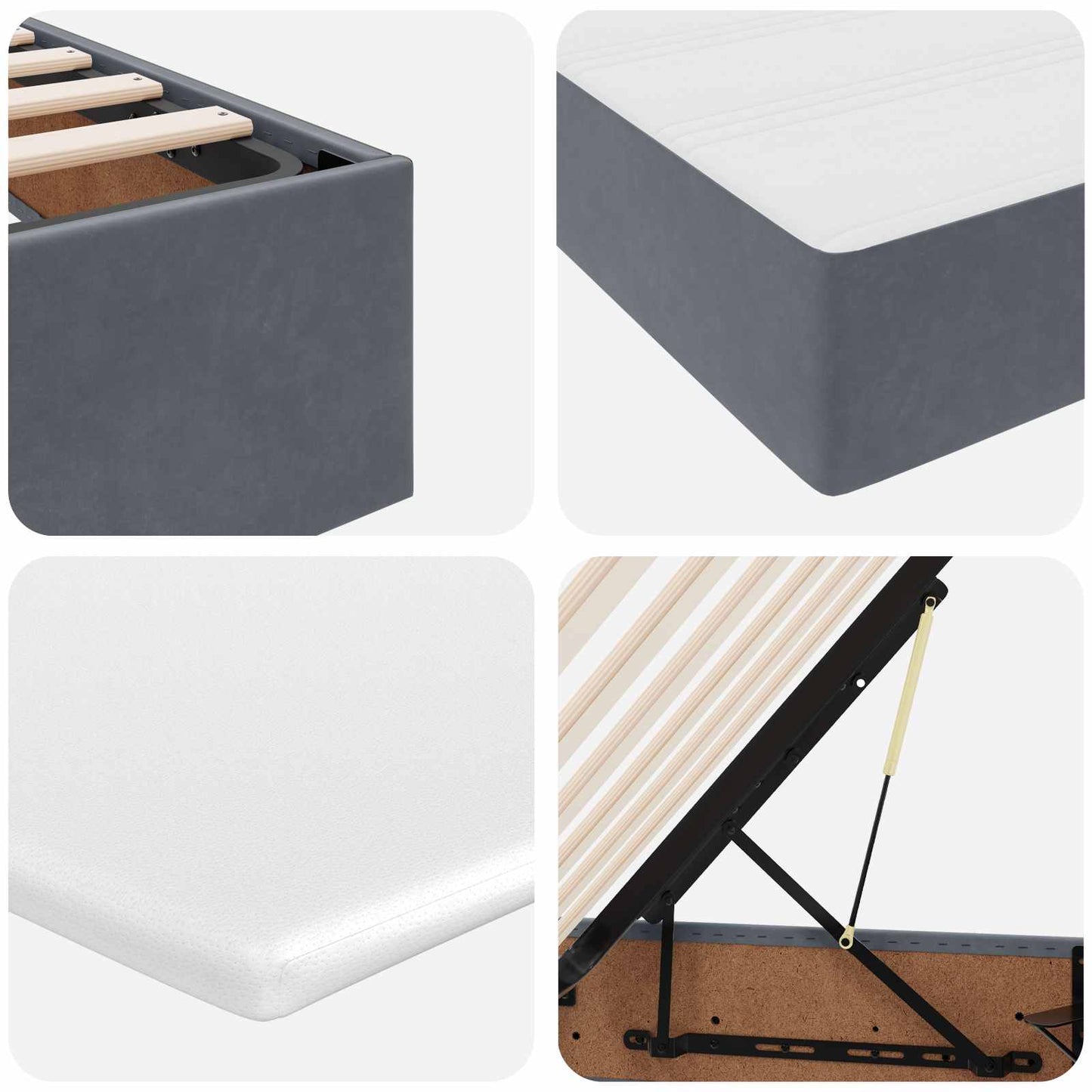 vidaXL Lit de rangement avec matelas Gris foncé 90 x 190 cm Velours