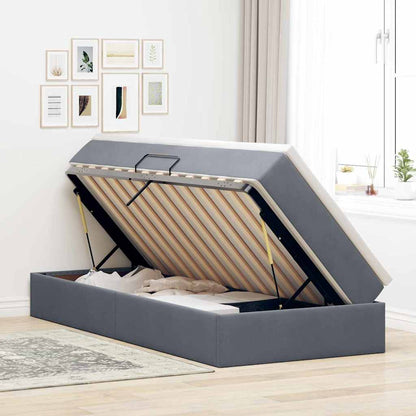 vidaXL Lit de rangement avec matelas Gris foncé 90 x 190 cm Velours