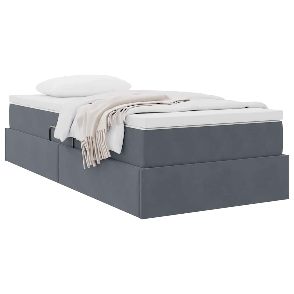 vidaXL Lit de rangement avec matelas Gris foncé 90 x 190 cm Velours