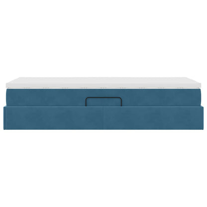 Aufbewahrungsbett mit Matratze Dunkelblau 90 x 190 cm Samt