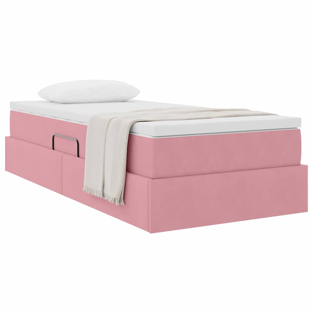 vidaXL Aufbewahrungsbett mit Matratze Rosa 90 x 190 cm Samt
