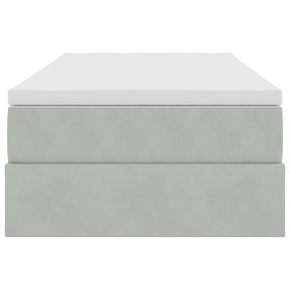 Aufbewahrungsbett mit Matratze Hellgrau 90 x 200 cm Samt