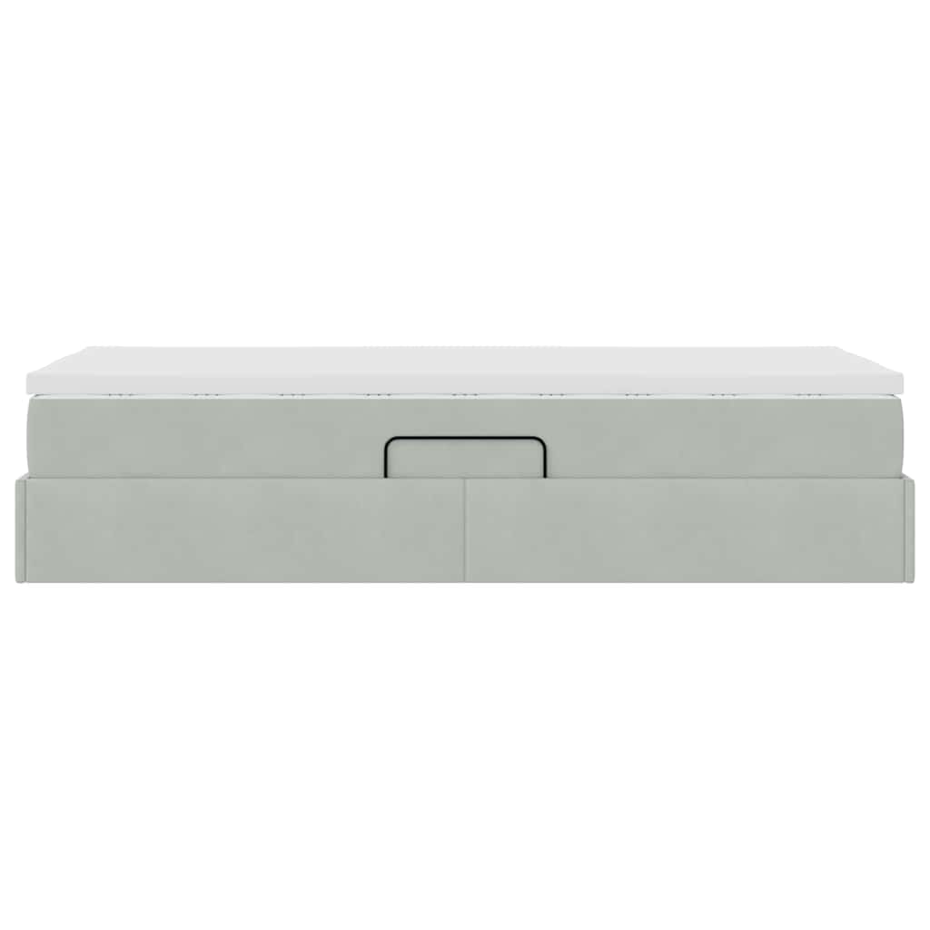 Aufbewahrungsbett mit Matratze Hellgrau 90 x 200 cm Samt