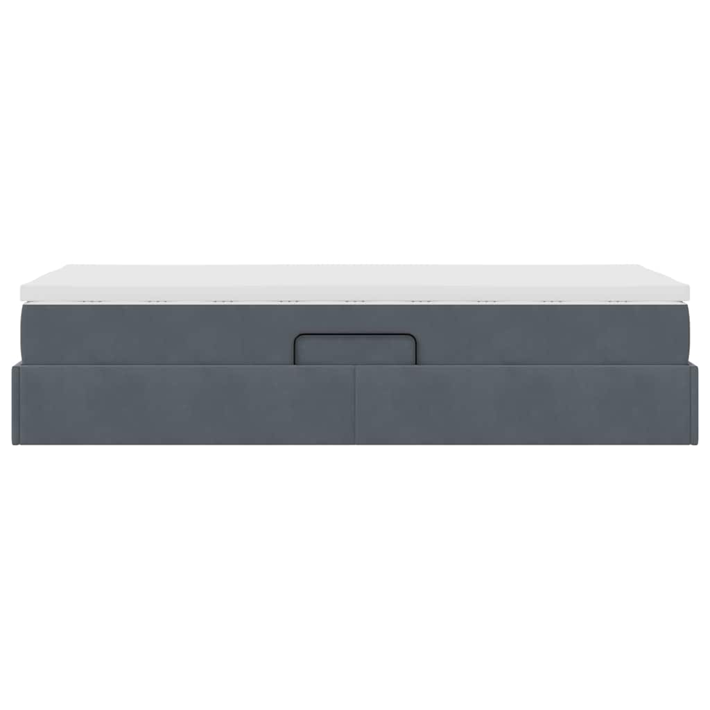 Aufbewahrungsbett mit Matratze Dunkelgrau 90 x 200 cm Samt