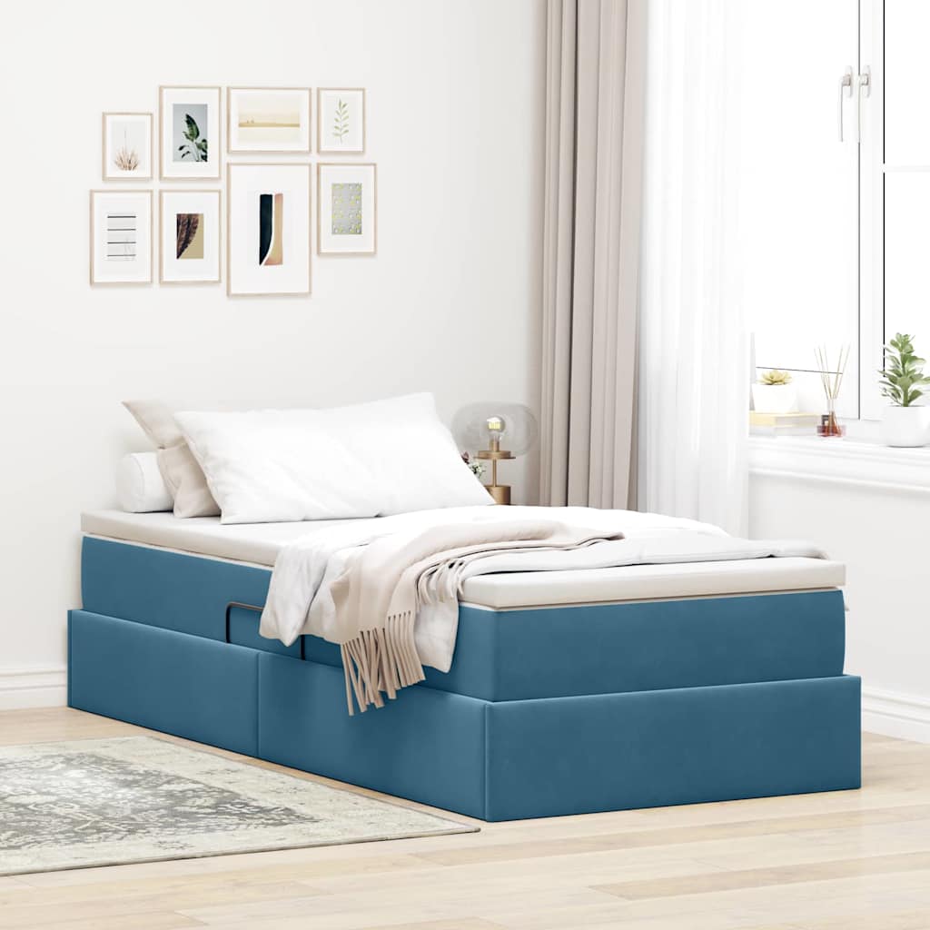 vidaXL Aufbewahrungsbett mit Matratze Dunkelblau 90 x 200 cm Samt