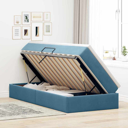 vidaXL Aufbewahrungsbett mit Matratze Dunkelblau 90 x 200 cm Samt