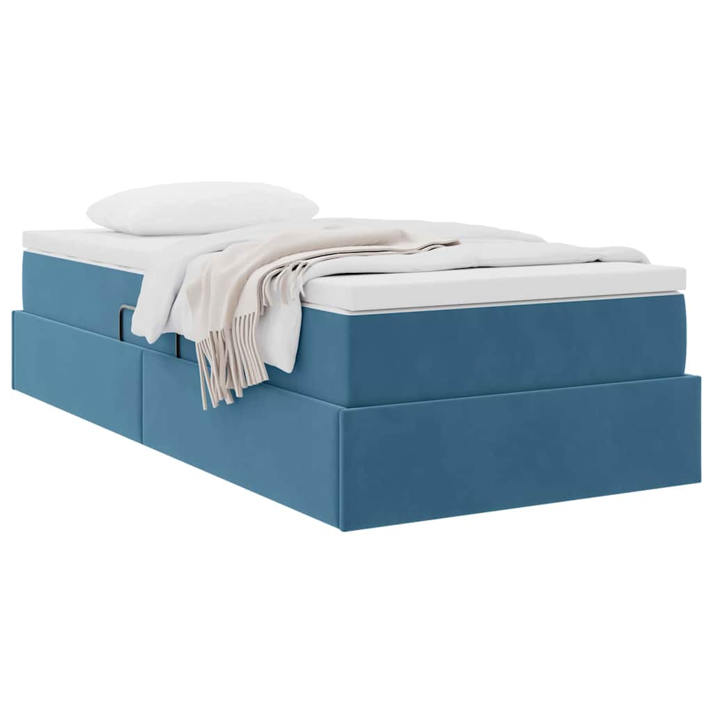 vidaXL Aufbewahrungsbett mit Matratze Dunkelblau 90 x 200 cm Samt
