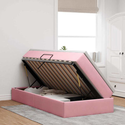 vidaXL Aufbewahrungsbett mit Matratze Rosa 90 x 200 cm Samt