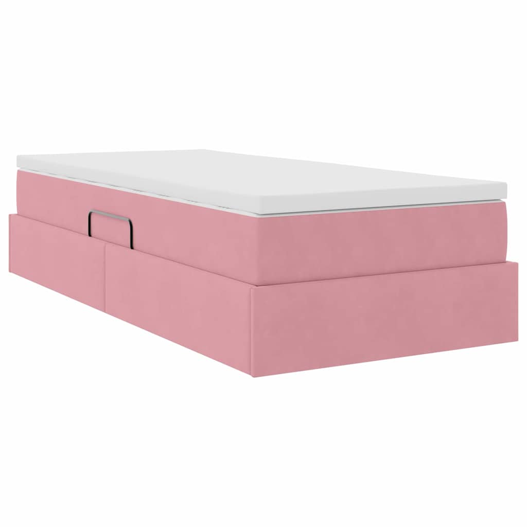 vidaXL Aufbewahrungsbett mit Matratze Rosa 90 x 200 cm Samt