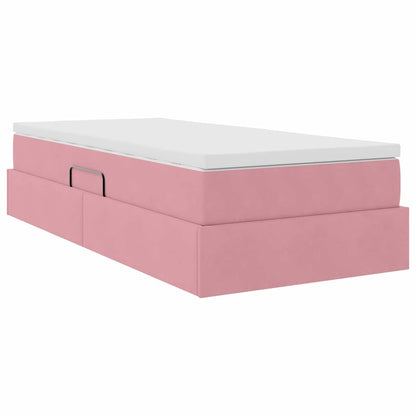 vidaXL Aufbewahrungsbett mit Matratze Rosa 90 x 200 cm Samt