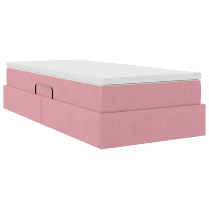 vidaXL Aufbewahrungsbett mit Matratze Rosa 90 x 200 cm Samt