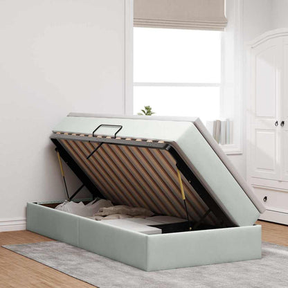 vidaXL Aufbewahrungsbett mit Matratze Hellgrau 100 x 200 cm Samt