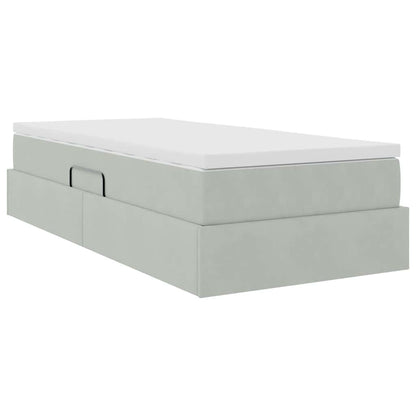 vidaXL Aufbewahrungsbett mit Matratze Hellgrau 100 x 200 cm Samt