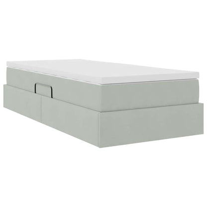 vidaXL Aufbewahrungsbett mit Matratze Hellgrau 100 x 200 cm Samt