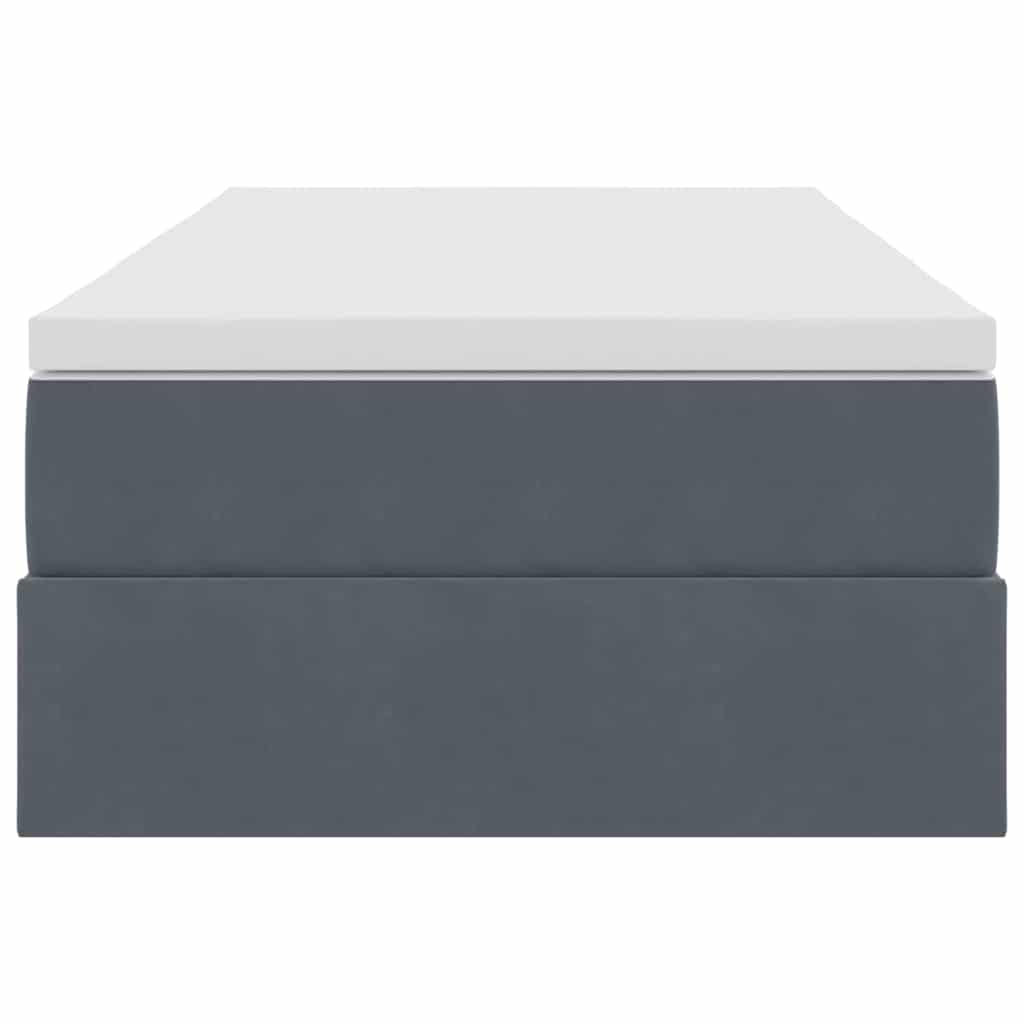 Aufbewahrungsbett mit Matratze Dunkelgrau 100 x 200 cm Samt