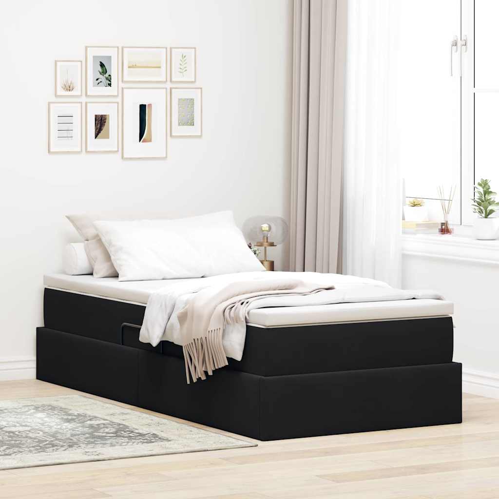 vidaXL Lit de rangement avec matelas Noir 100 x 200 cm Velours