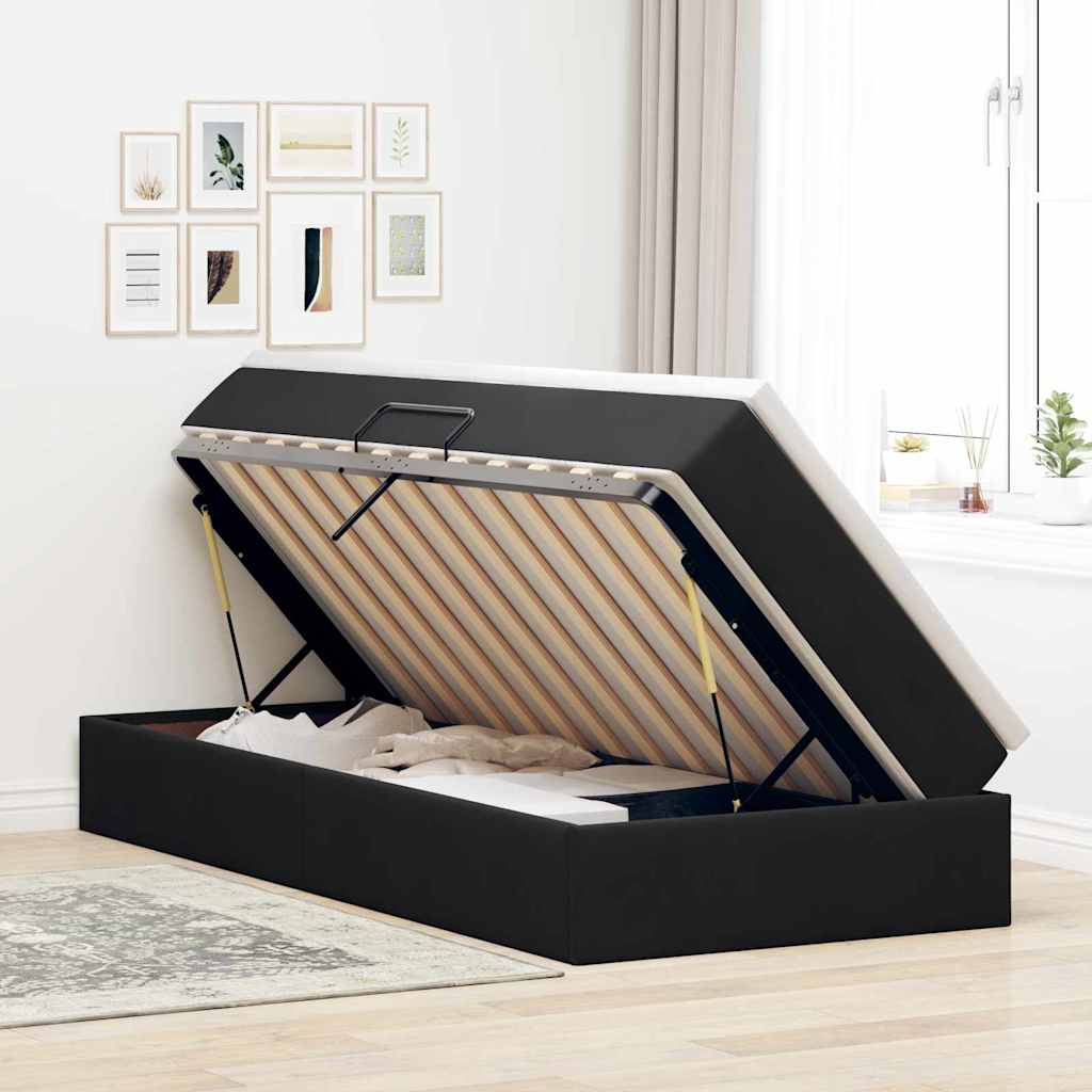vidaXL Lit de rangement avec matelas Noir 100 x 200 cm Velours
