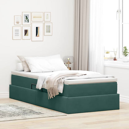 vidaXL Aufbewahrungsbett mit Matratze Dunkelgrün 100 x 200 cm Samt