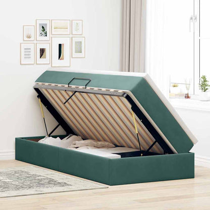 vidaXL Aufbewahrungsbett mit Matratze Dunkelgrün 100 x 200 cm Samt