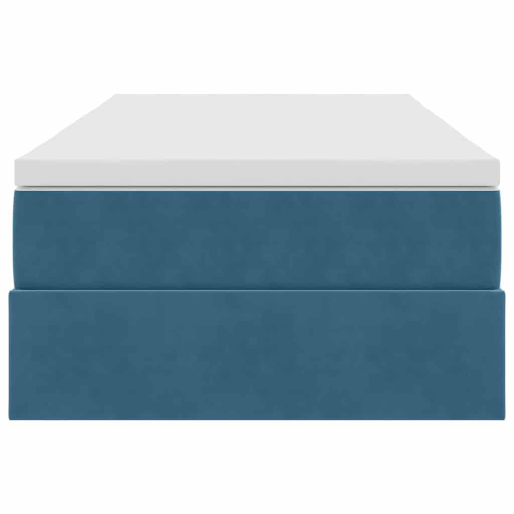 Aufbewahrungsbett mit Matratze Dunkelblau 100 x 200 cm Samt