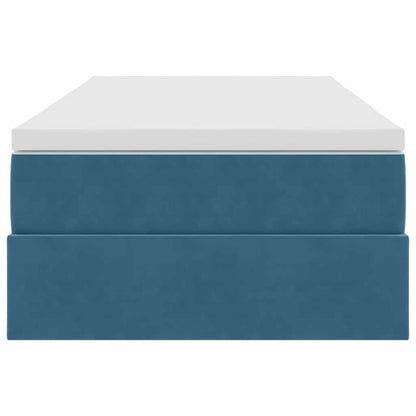 Aufbewahrungsbett mit Matratze Dunkelblau 100 x 200 cm Samt