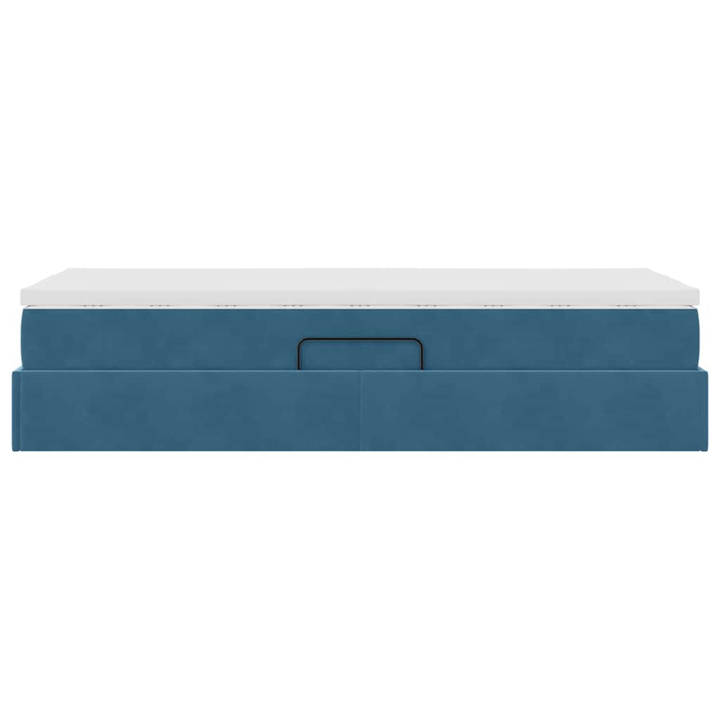 Aufbewahrungsbett mit Matratze Dunkelblau 100 x 200 cm Samt