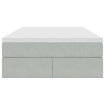 Aufbewahrungsbett mit Matratze Hellgrau 120 x 190 cm Samt