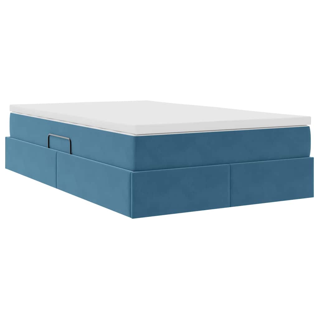 Aufbewahrungsbett mit Matratze Dunkelblau 120 x 200 cm Samt