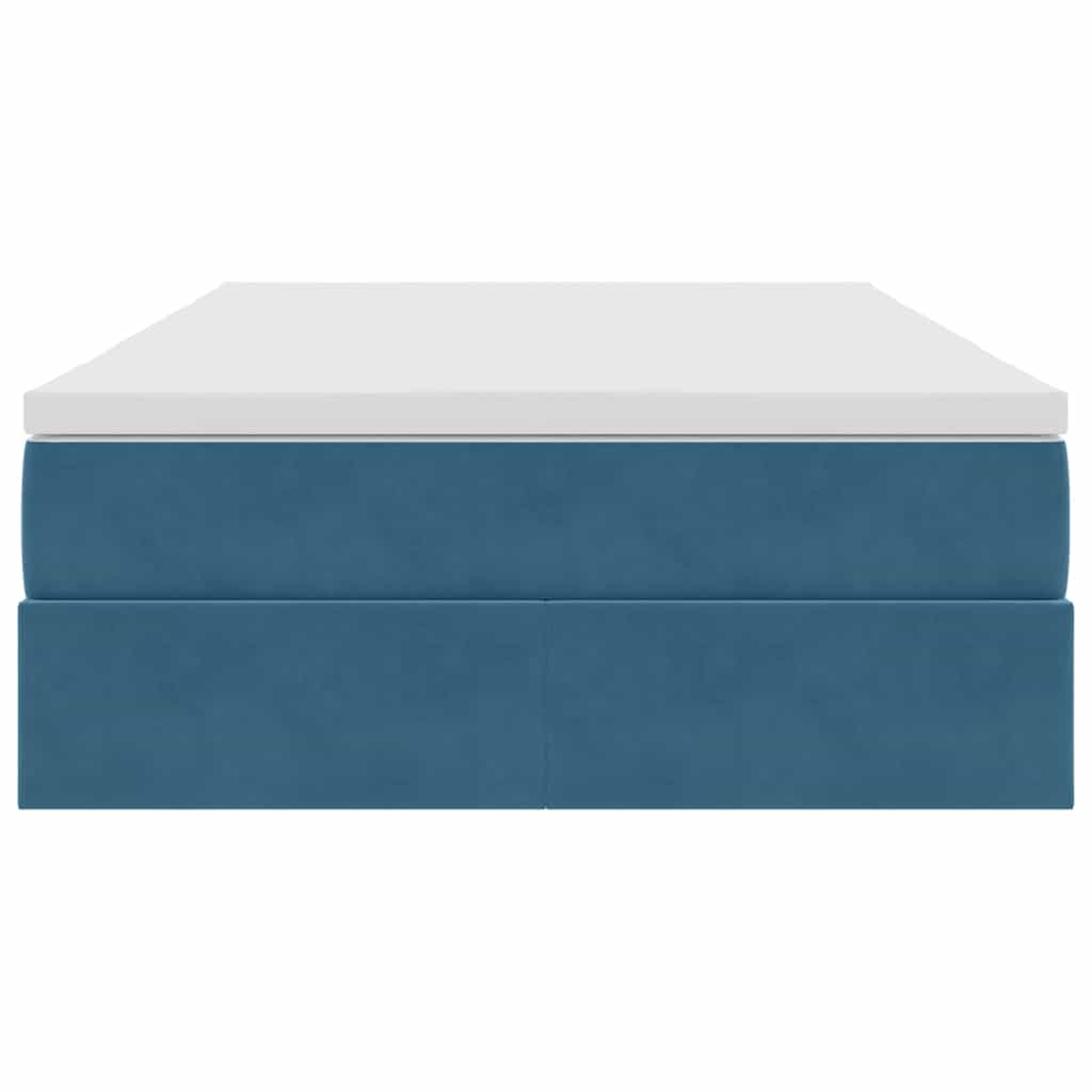 Aufbewahrungsbett mit Matratze Dunkelblau 120 x 200 cm Samt