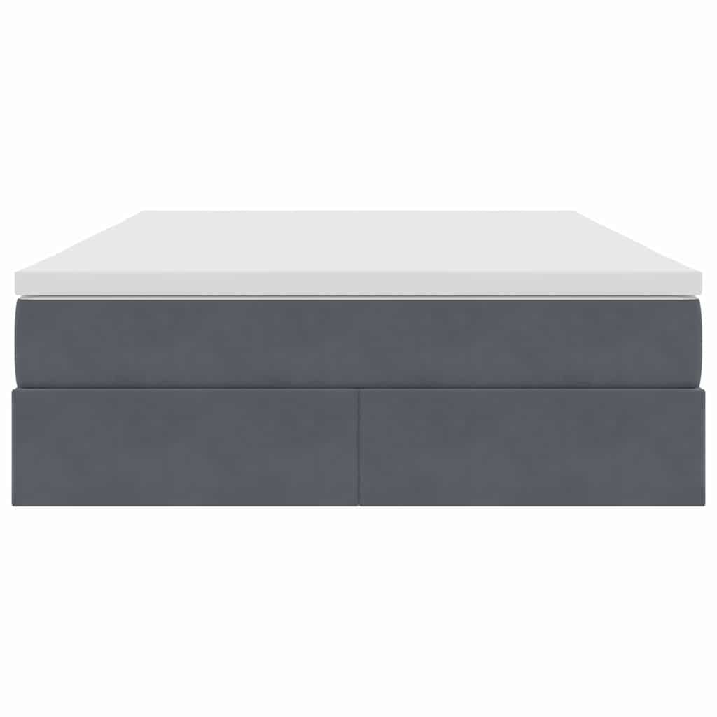 Aufbewahrungsbett mit Matratze Dunkelgrau 140 x 200 cm Samt