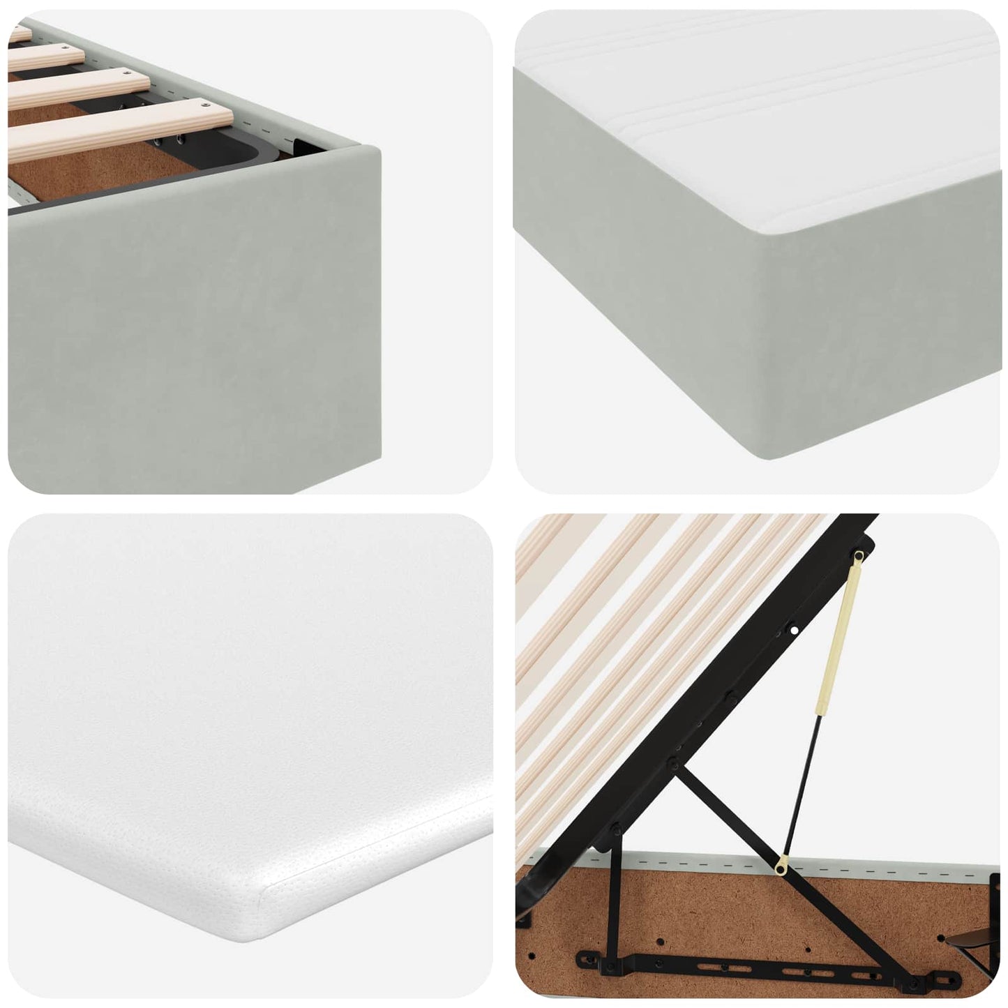 Aufbewahrungsbett mit Matratze Hellgrau 160 x 200 cm Samt