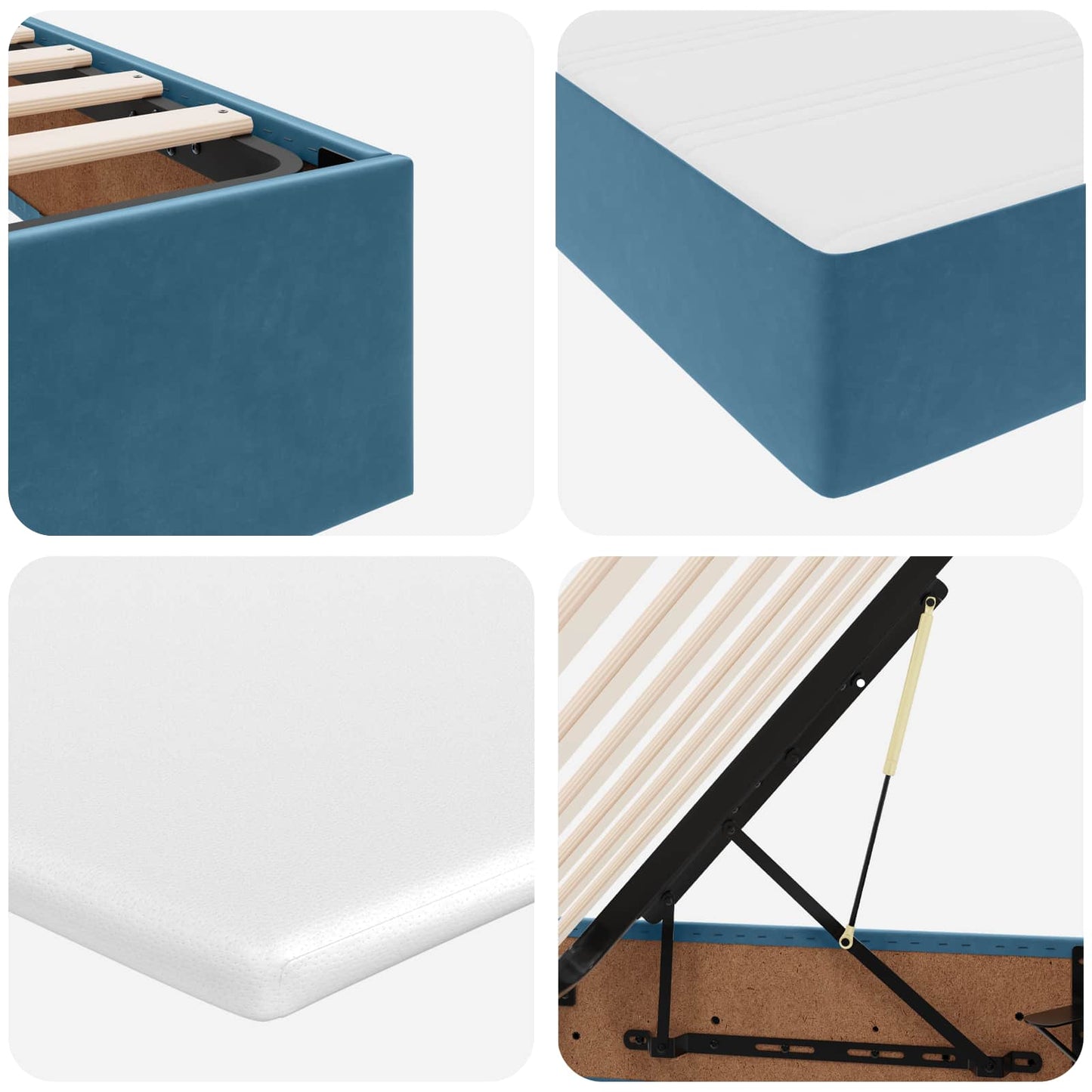 Aufbewahrungsbett mit Matratze Dunkelblau 160 x 200 cm Samt