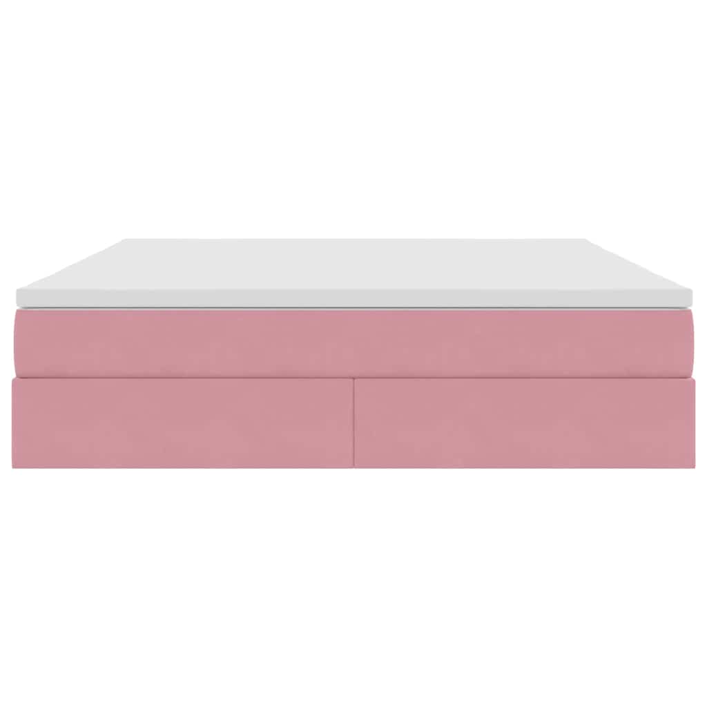 Aufbewahrungsbett mit Matratze Rosa 180 x 200 cm Samt