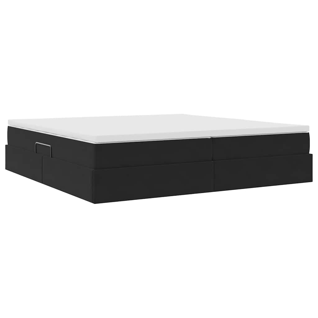 Aufbewahrungsbett mit Matratze Schwarz 200 x 200 cm Samt