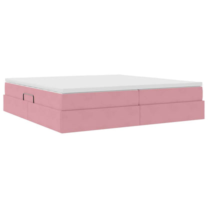 Aufbewahrungsbett mit Matratze Rosa 200 x 200 cm Samt
