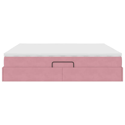 Aufbewahrungsbett mit Matratze Rosa 200 x 200 cm Samt