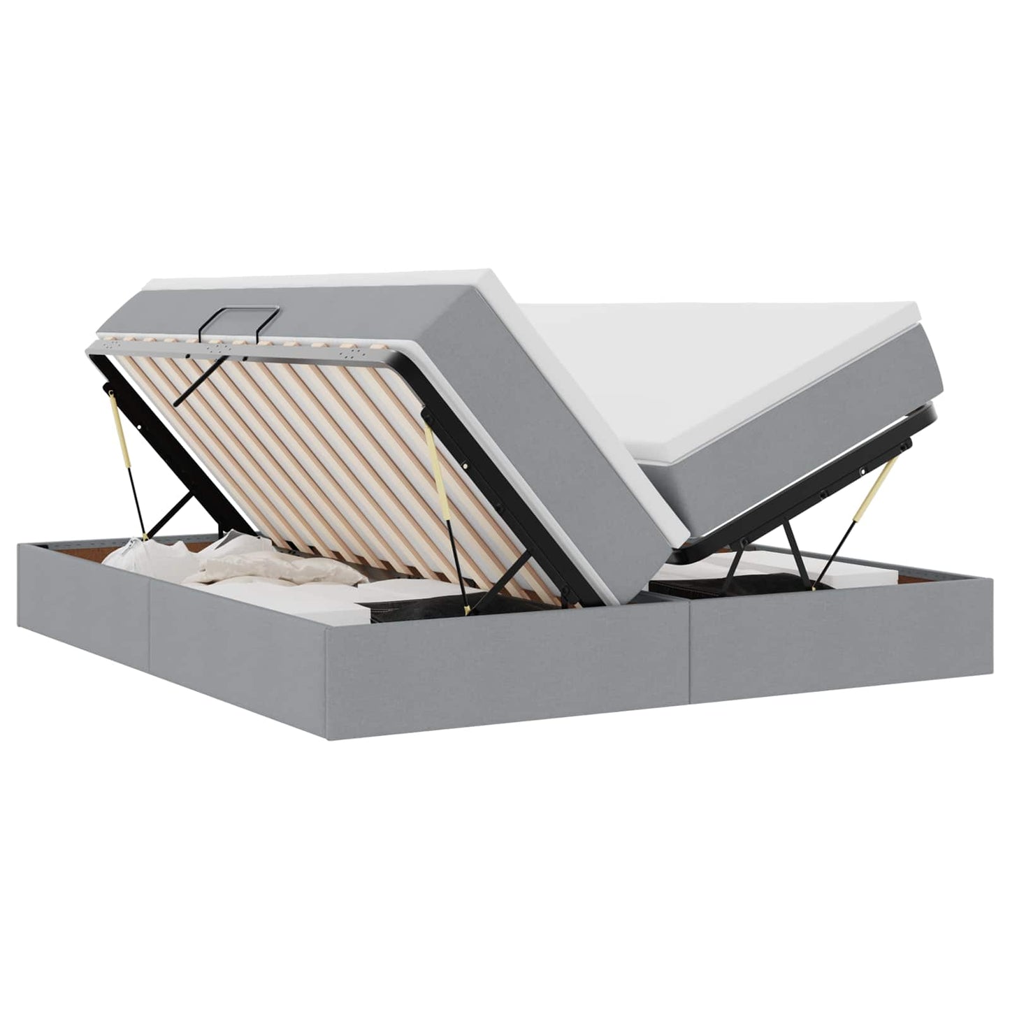 Aufbewahrungsbett mit Matratze Hellgrau 180 x 200 cm Polyester