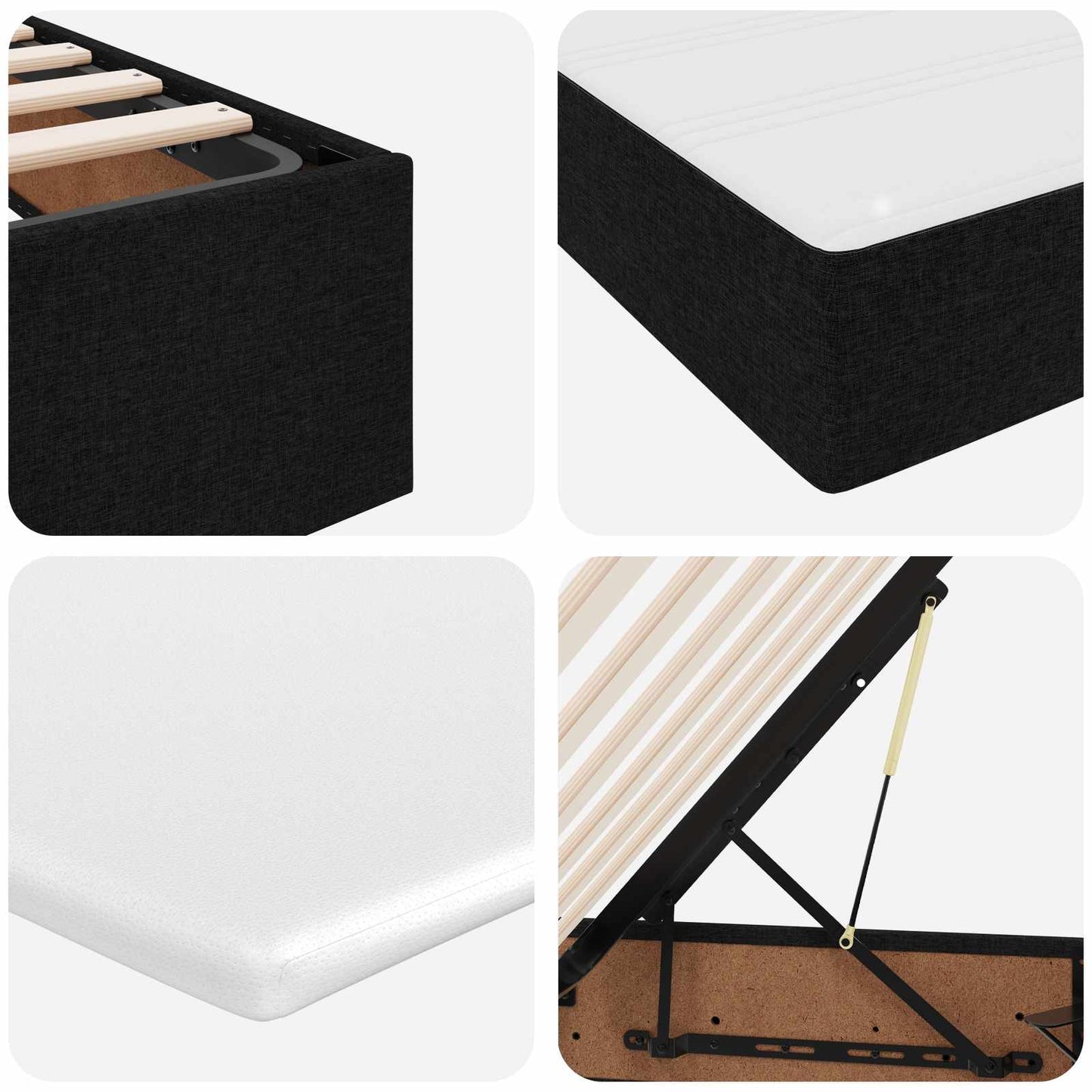 vidaXL Aufbewahrungsbett mit Matratze Schwarz 180 x 200 cm Polyester