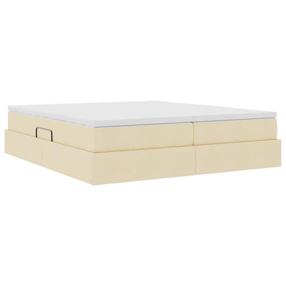 Aufbewahrungsbett mit Matratze Creme 180 x 200 cm Polyester