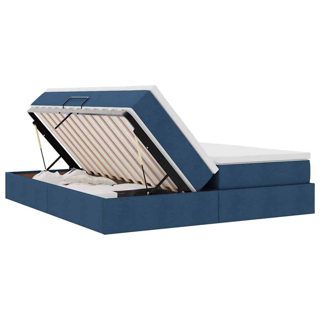 vidaXL Aufbewahrungsbett mit Matratze Blau 180 x 200 cm Polyester