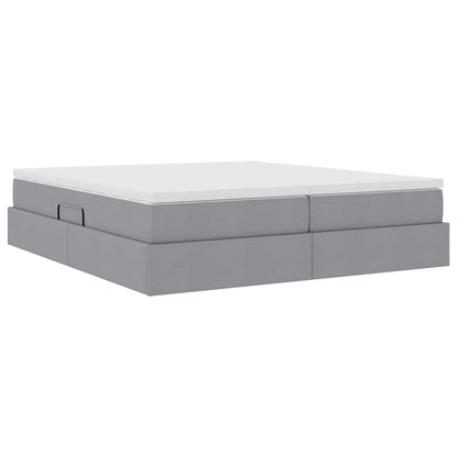 vidaXL Aufbewahrungsbett mit Matratze Hellgrau 200 x 200 cm Polyester