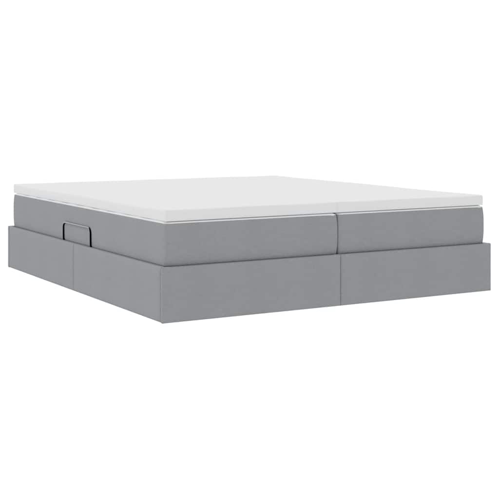 vidaXL Aufbewahrungsbett mit Matratze Hellgrau 200 x 200 cm Polyester