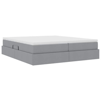 vidaXL Aufbewahrungsbett mit Matratze Hellgrau 200 x 200 cm Polyester