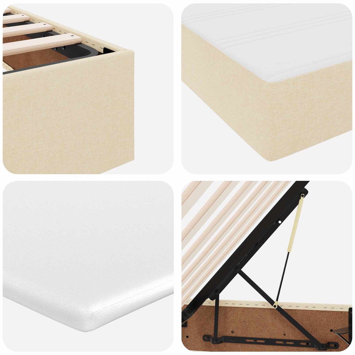 Aufbewahrungsbett mit Matratze Creme 200 x 200 cm Polyester