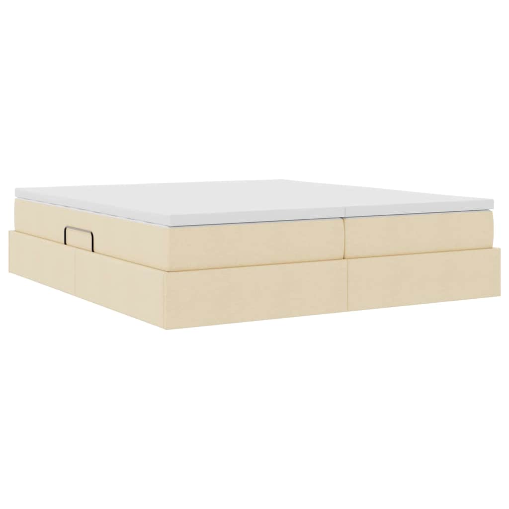 Aufbewahrungsbett mit Matratze Creme 200 x 200 cm Polyester