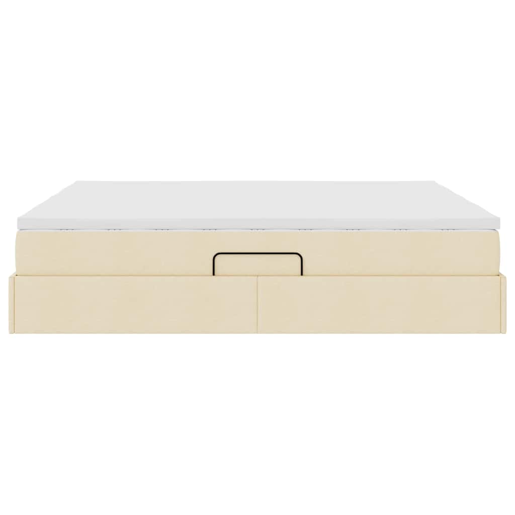 Aufbewahrungsbett mit Matratze Creme 200 x 200 cm Polyester
