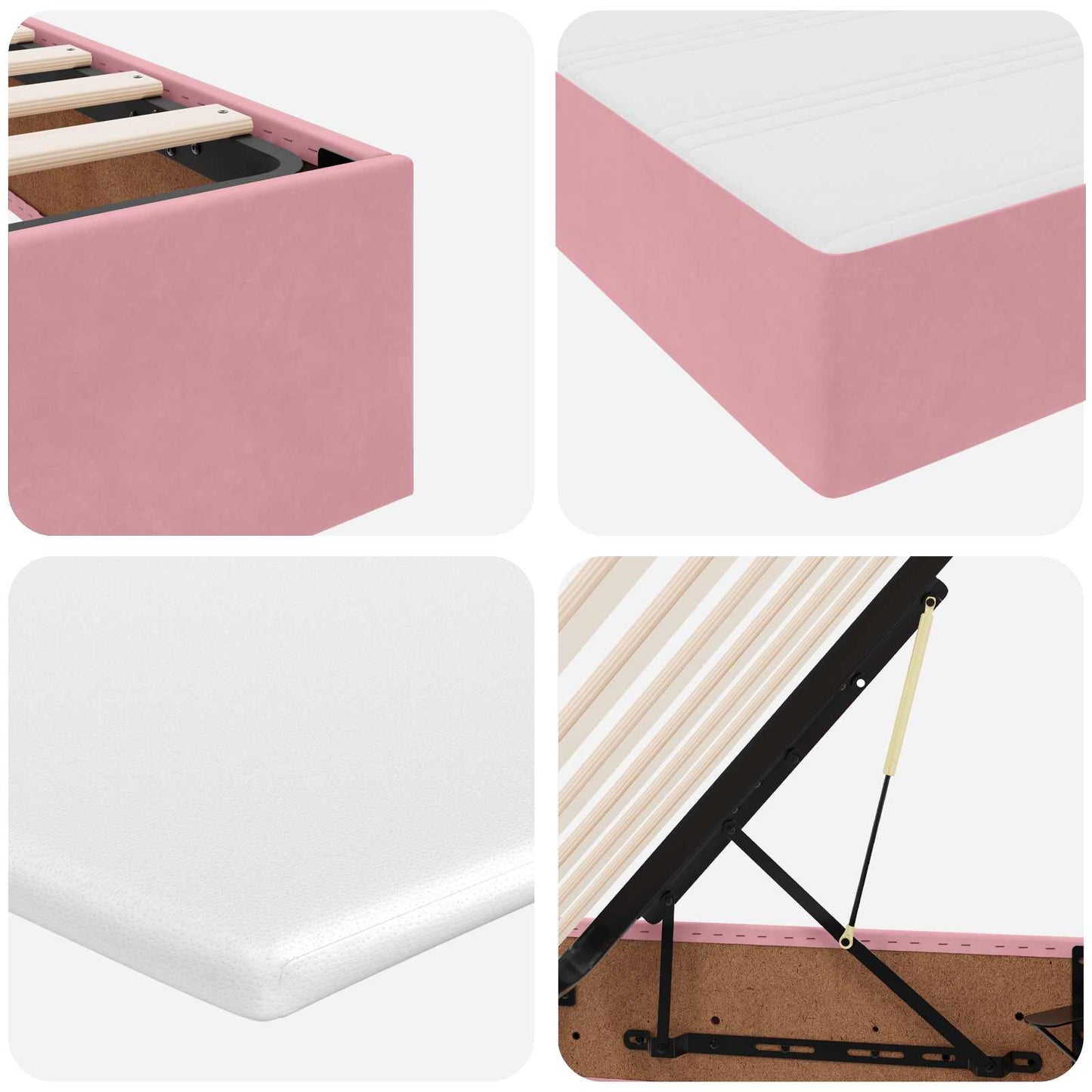 vidaXL Lit de rangement avec matelas rose 180 x 200 cm Velours