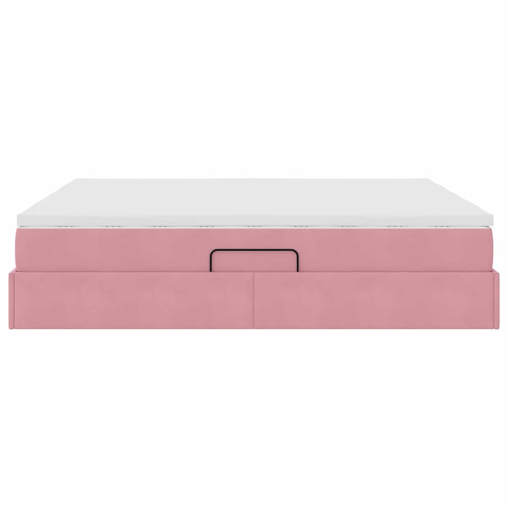 vidaXL Lit de rangement avec matelas rose 180 x 200 cm Velours