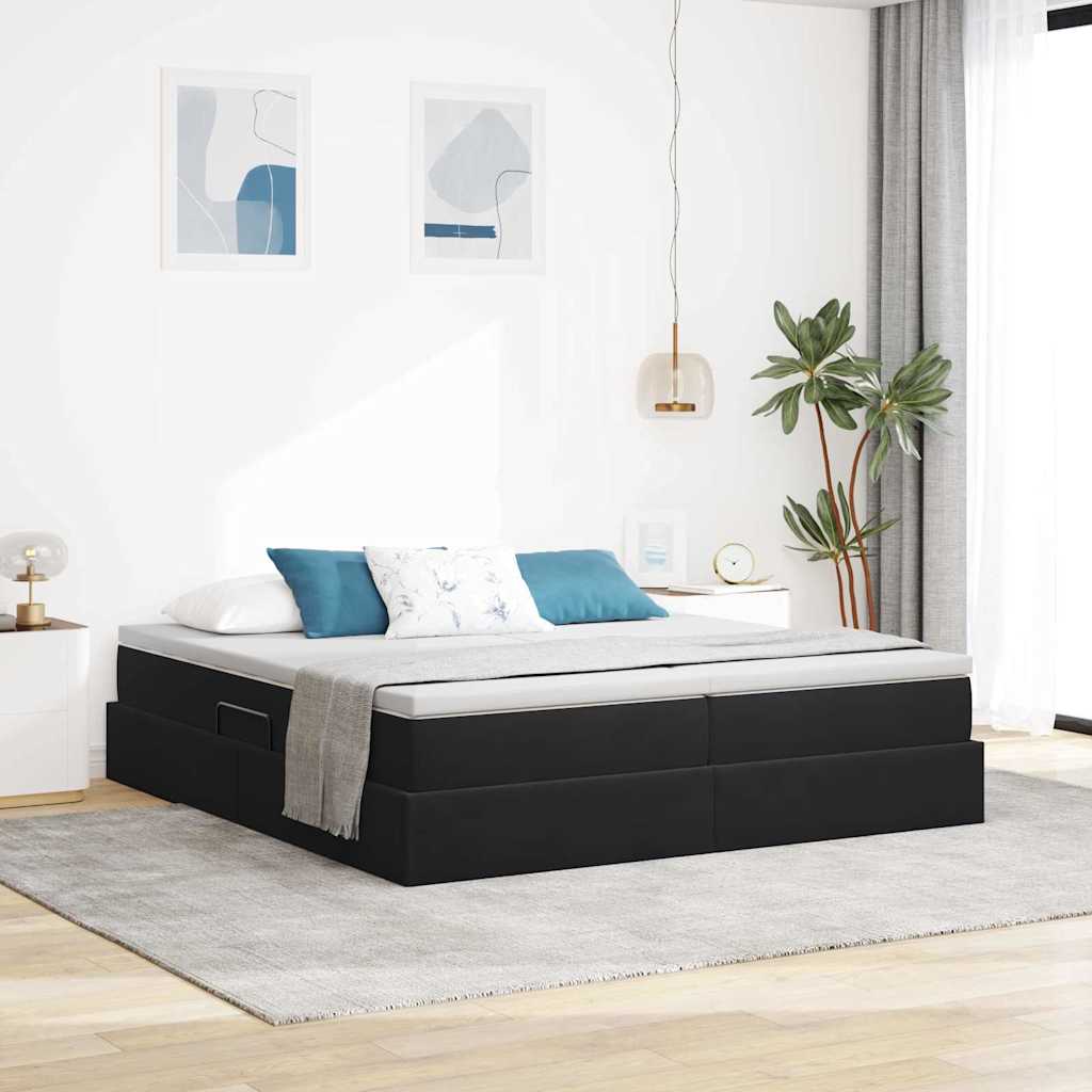 vidaXL Lit coffre avec matelas Velours Noir 200 x 200 cm